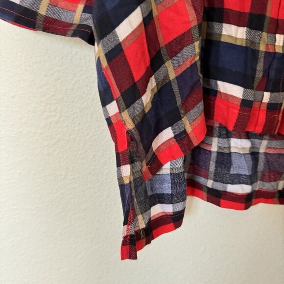 UMGEE Red Plaid Hysteric Patches Lightweight Blouse Womens OVERSIZED Small - Picture 6 of 12